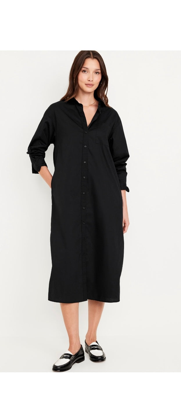 Reverse Geode Design Women's Large Tall Loose Midi Shirt Dress