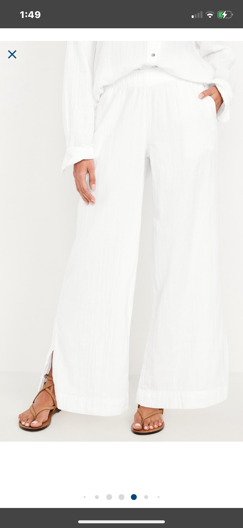Women's 2 Piece Feather Design Crinkle Gauze Loose Button-Down Shirt with Matching Wide Leg Pants