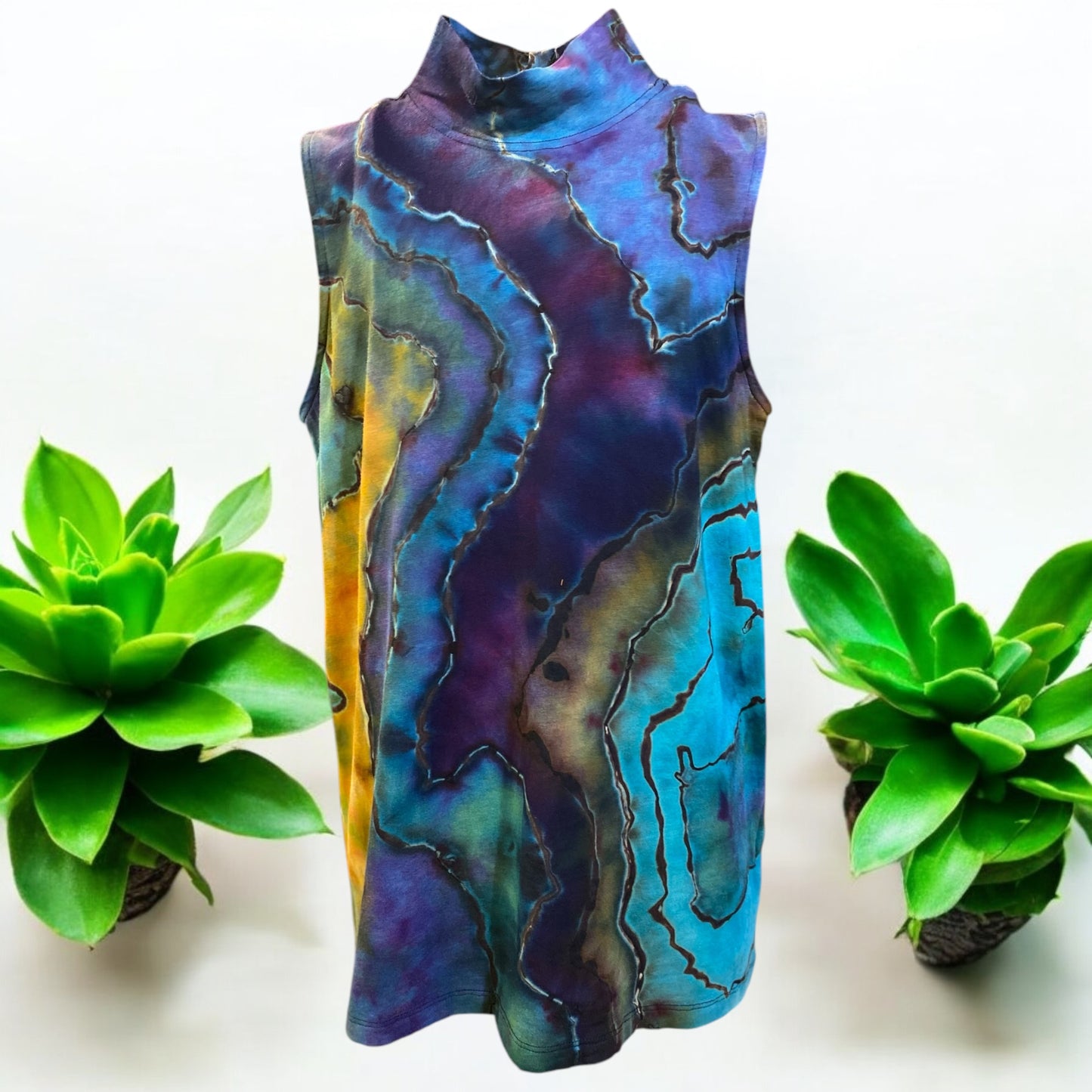 Women's Small Jersey Sleeveless Mock Neck Top