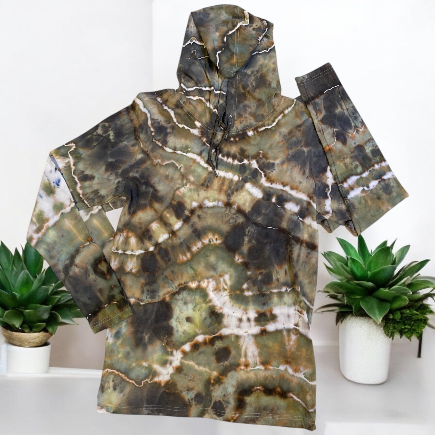 Camouflage Inspired Geode Design Unisex Medium Lightweight Jersey Style Hoodie