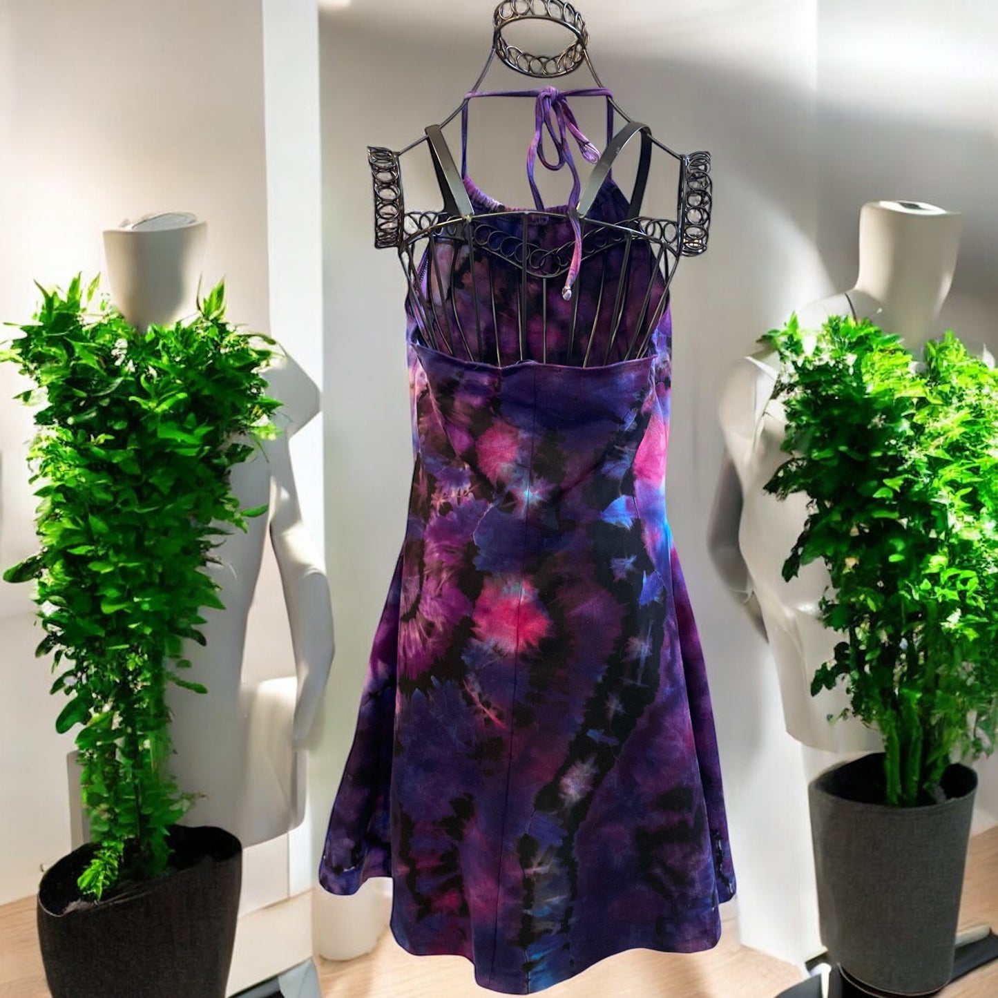 Women's Large Reverse Halter A-Line Mini Dress