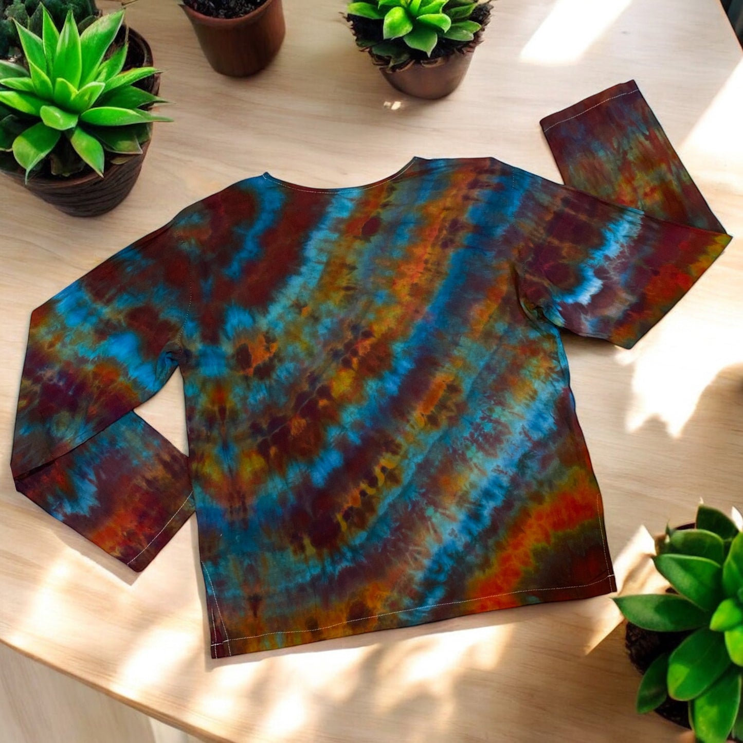 Feather Design Women's Large Linen Long Sleeve Shirt Large