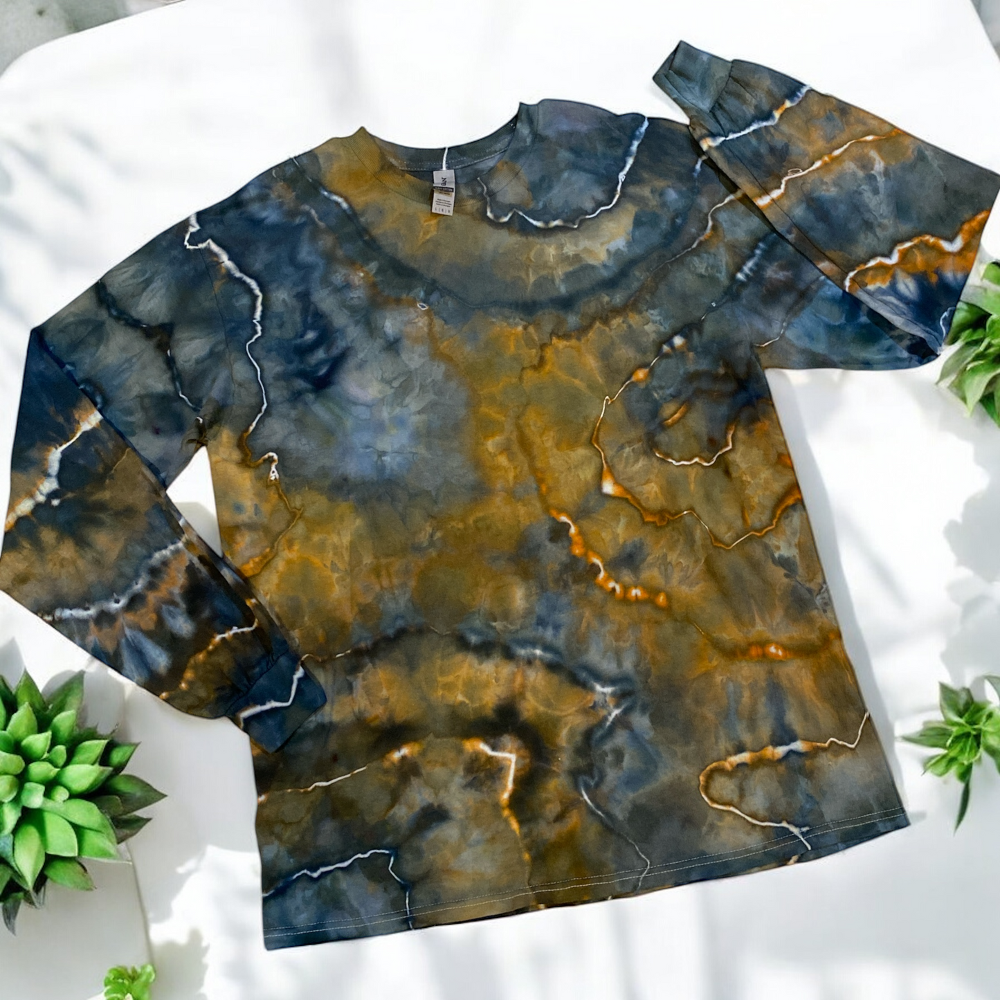 "Steely" Geode Design Unisex Long Sleeve Large Heavy Weight T Shirt