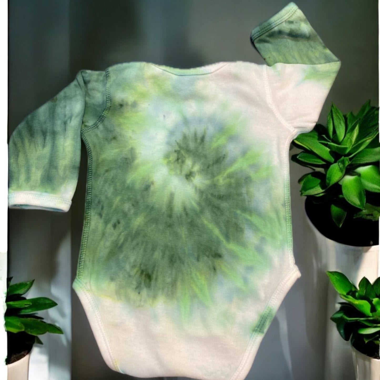 Classic Green Spiral Design Long Sleeve Onesie