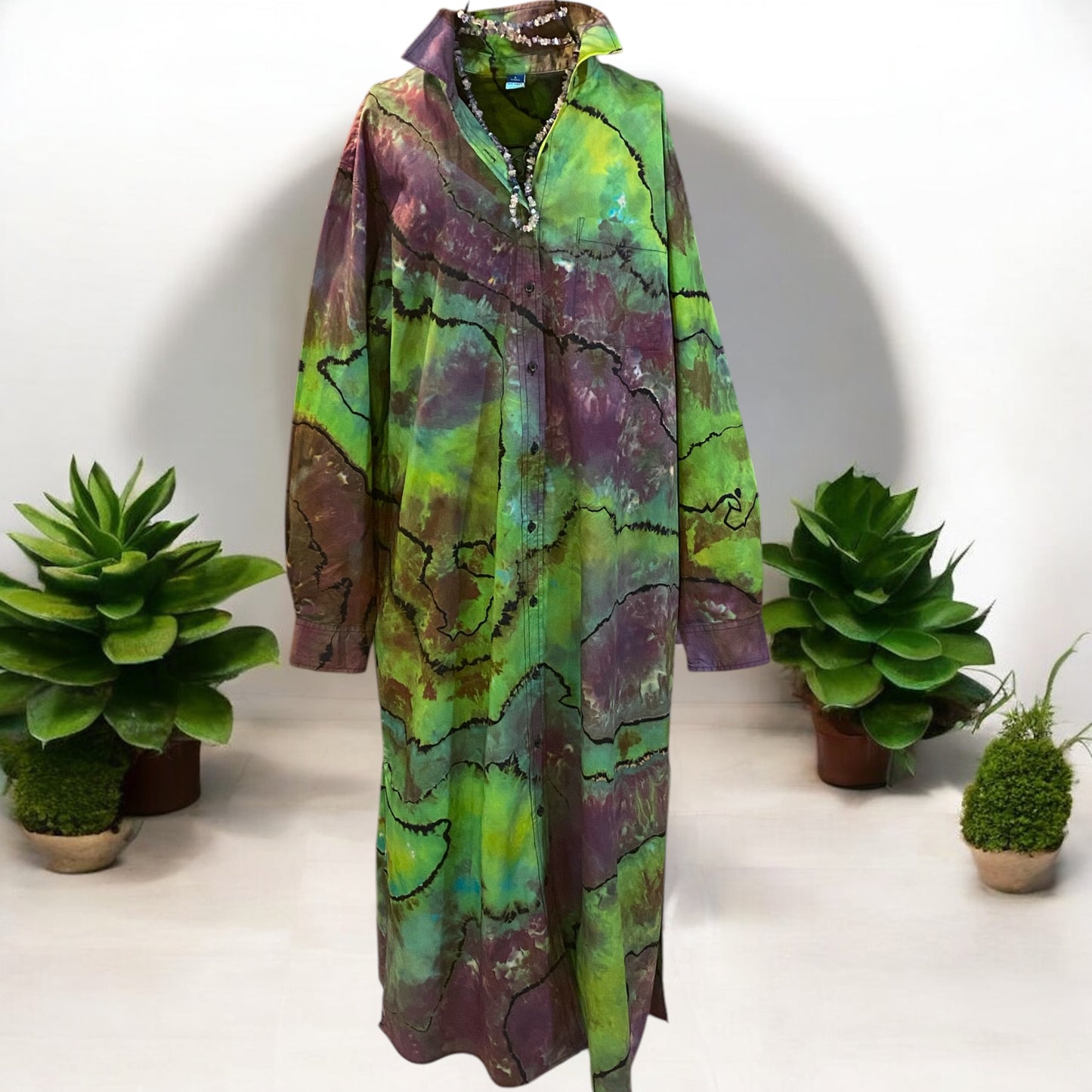 Reverse Geode Design Women's Large Tall Loose Midi Shirt Dress