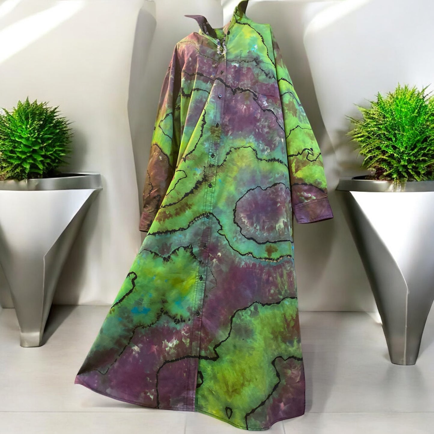 Reverse Geode Design Women's Large Tall Loose Midi Shirt Dress
