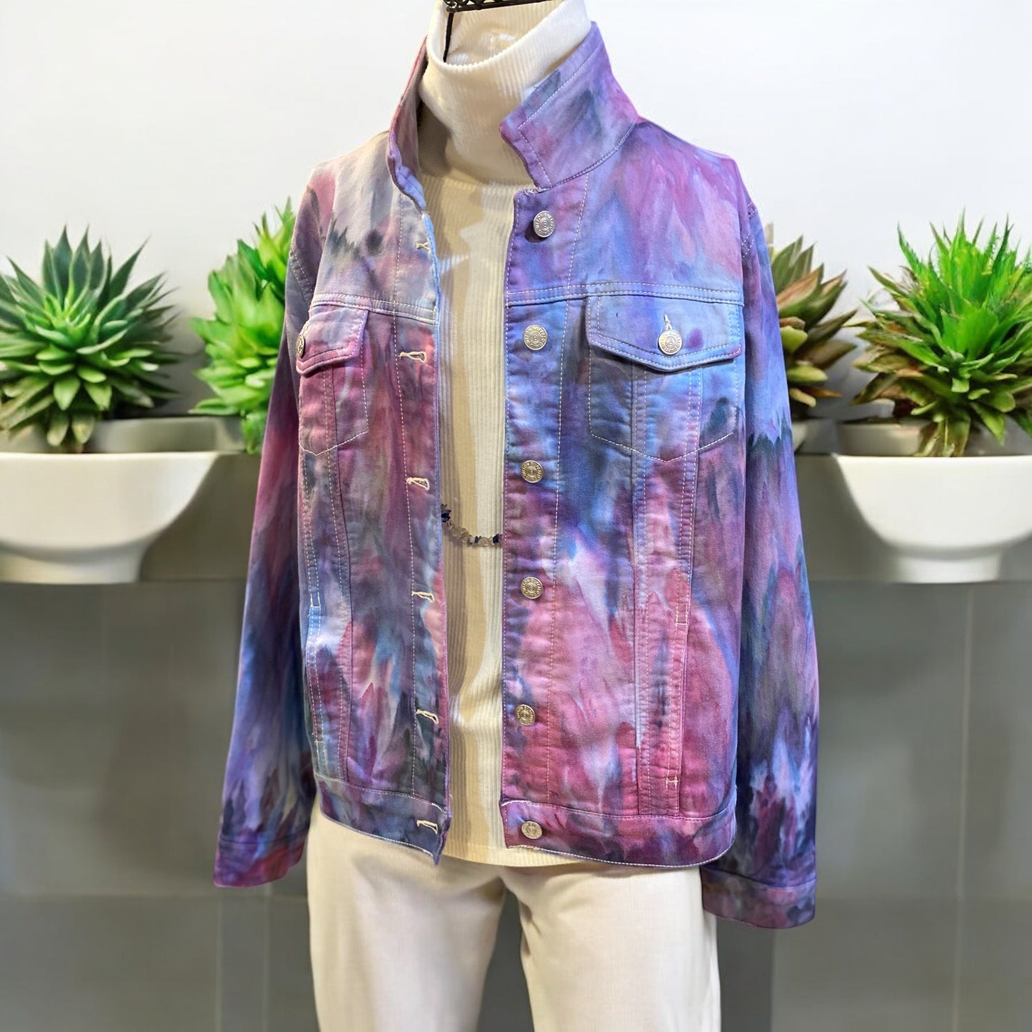Women's Feather Design Jean Style Medium Jacket