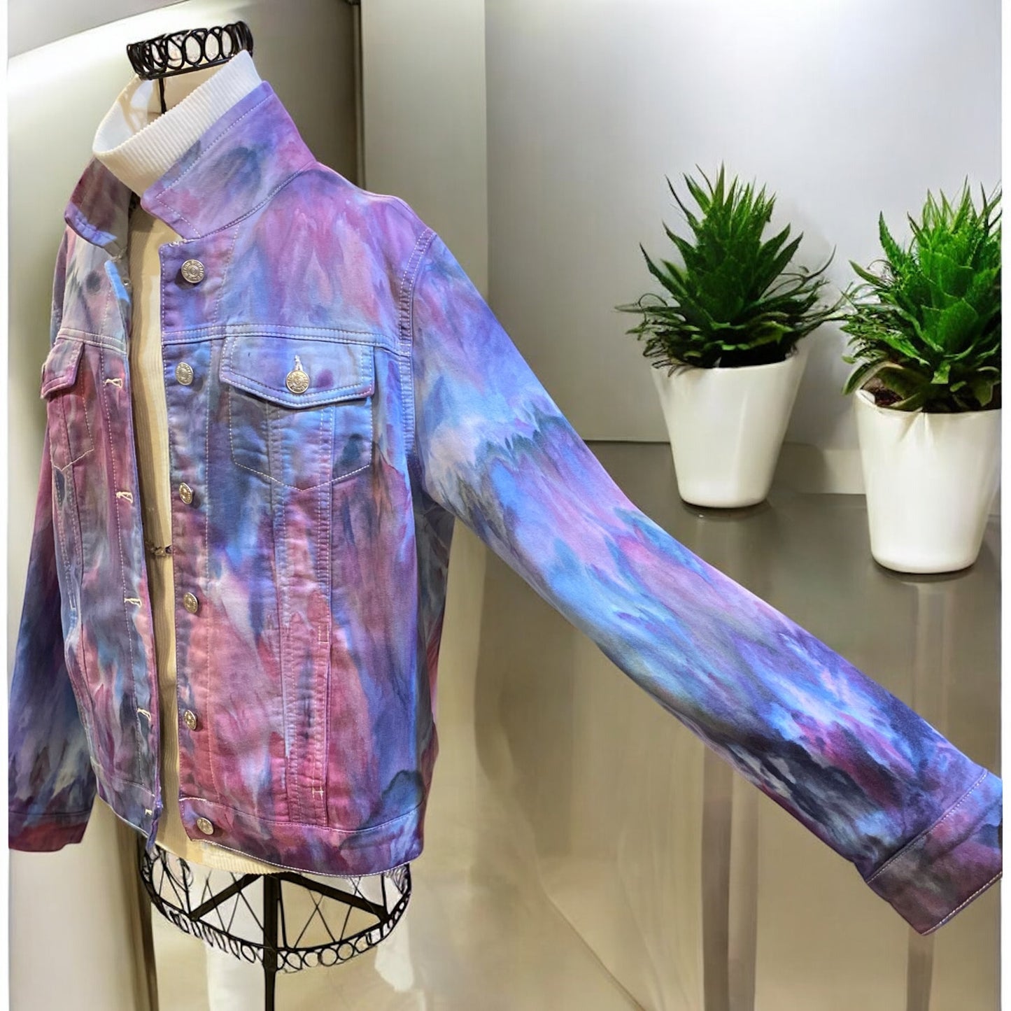 Women's Feather Design Jean Style Medium Jacket
