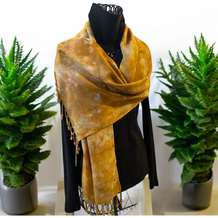 Golden Scrunch Design 100% Rayon Scarf