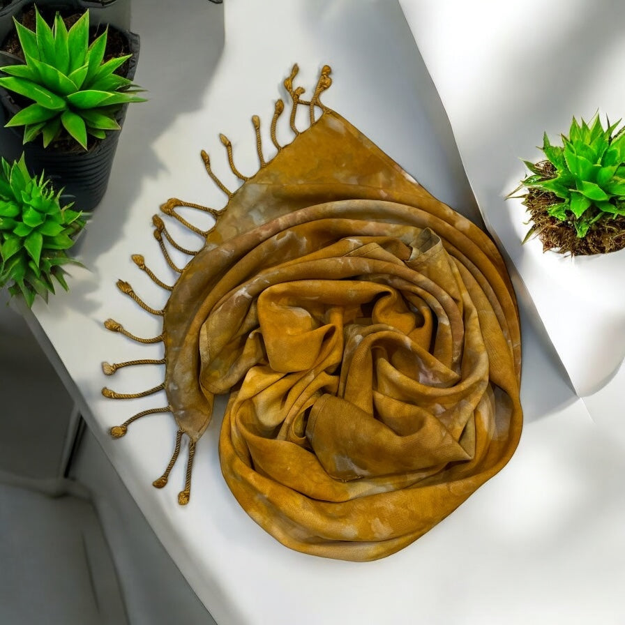 Golden Scrunch Design 100% Rayon Scarf