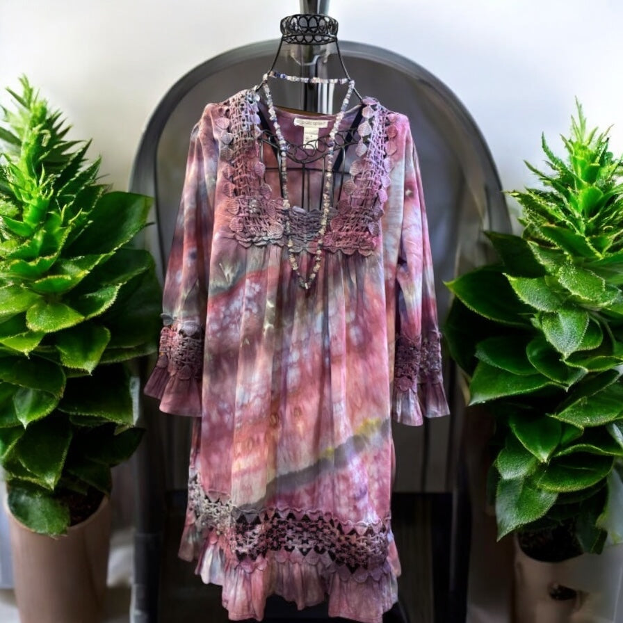 Feather Design Up Cycled Women's Medium Tunic