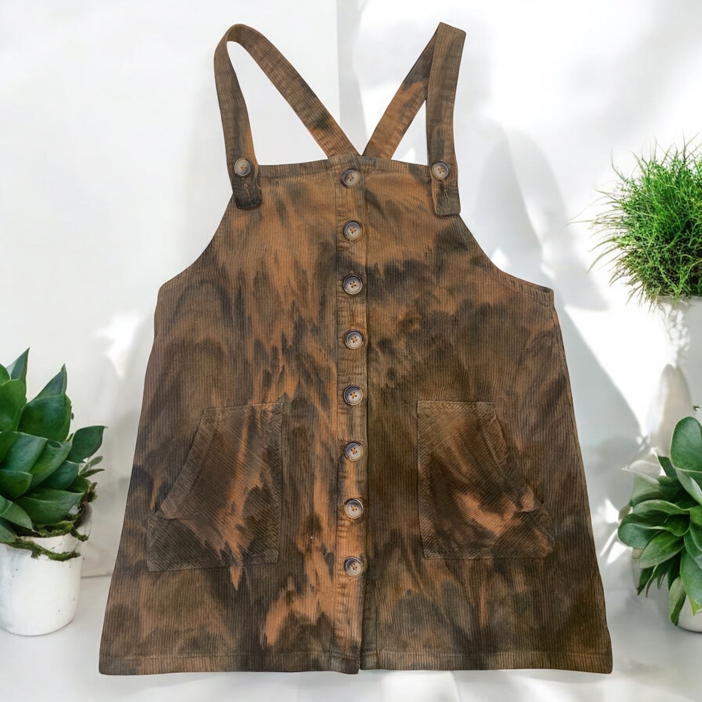 Gravity Design Women's Up Cycled Junior Wide Corduroy Overall Dress