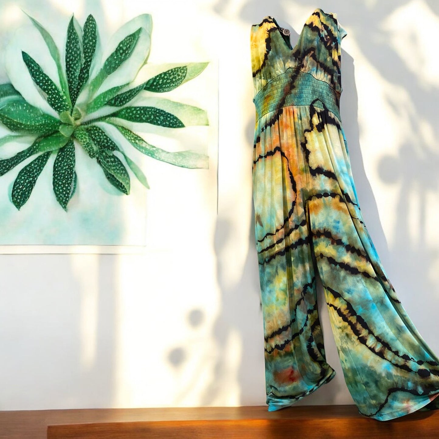 Reverse Geode Design Women's XL Waist-Defined Shirred Jumpsuit
