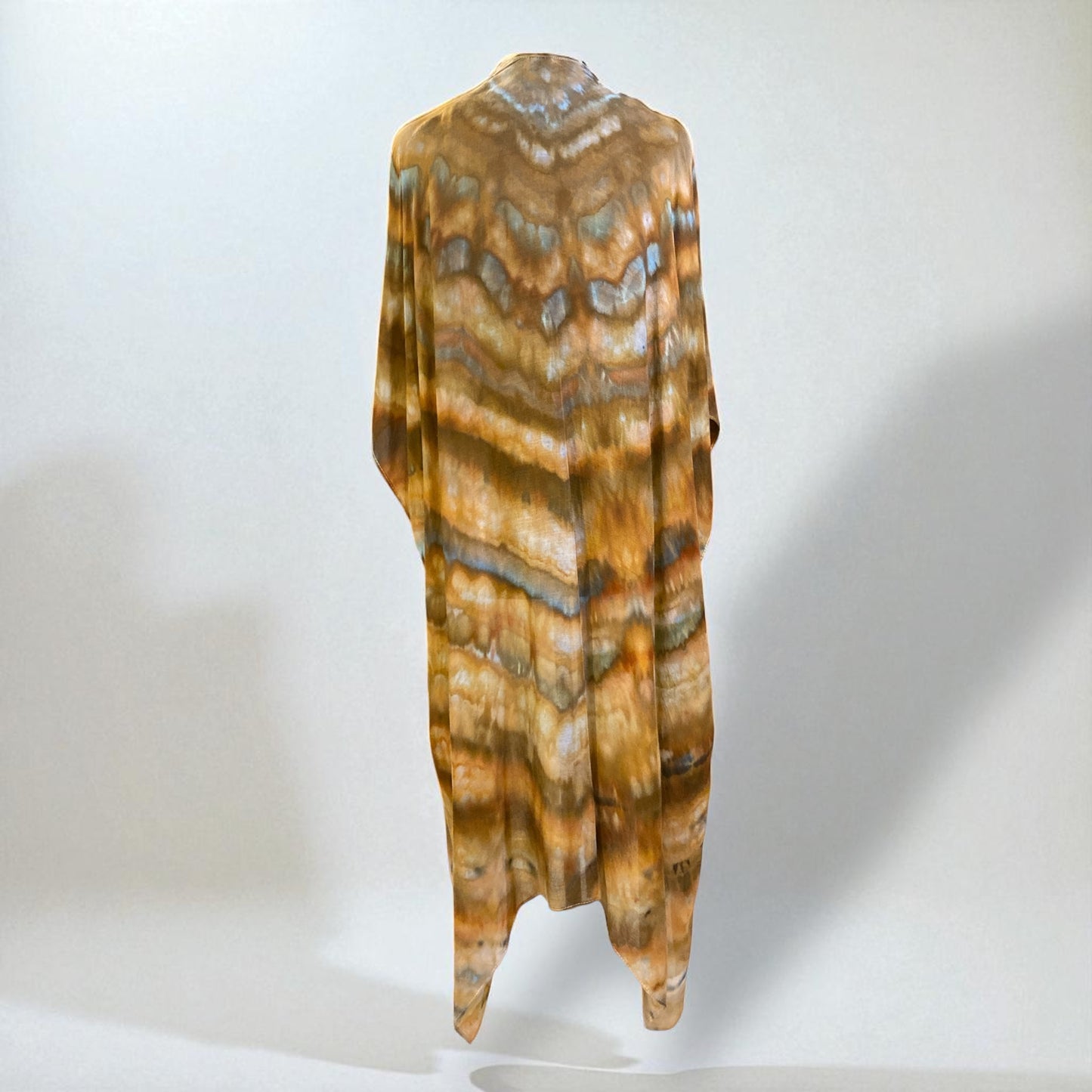 Feather Design Earthy Browns Kimono / Beach Cover up
