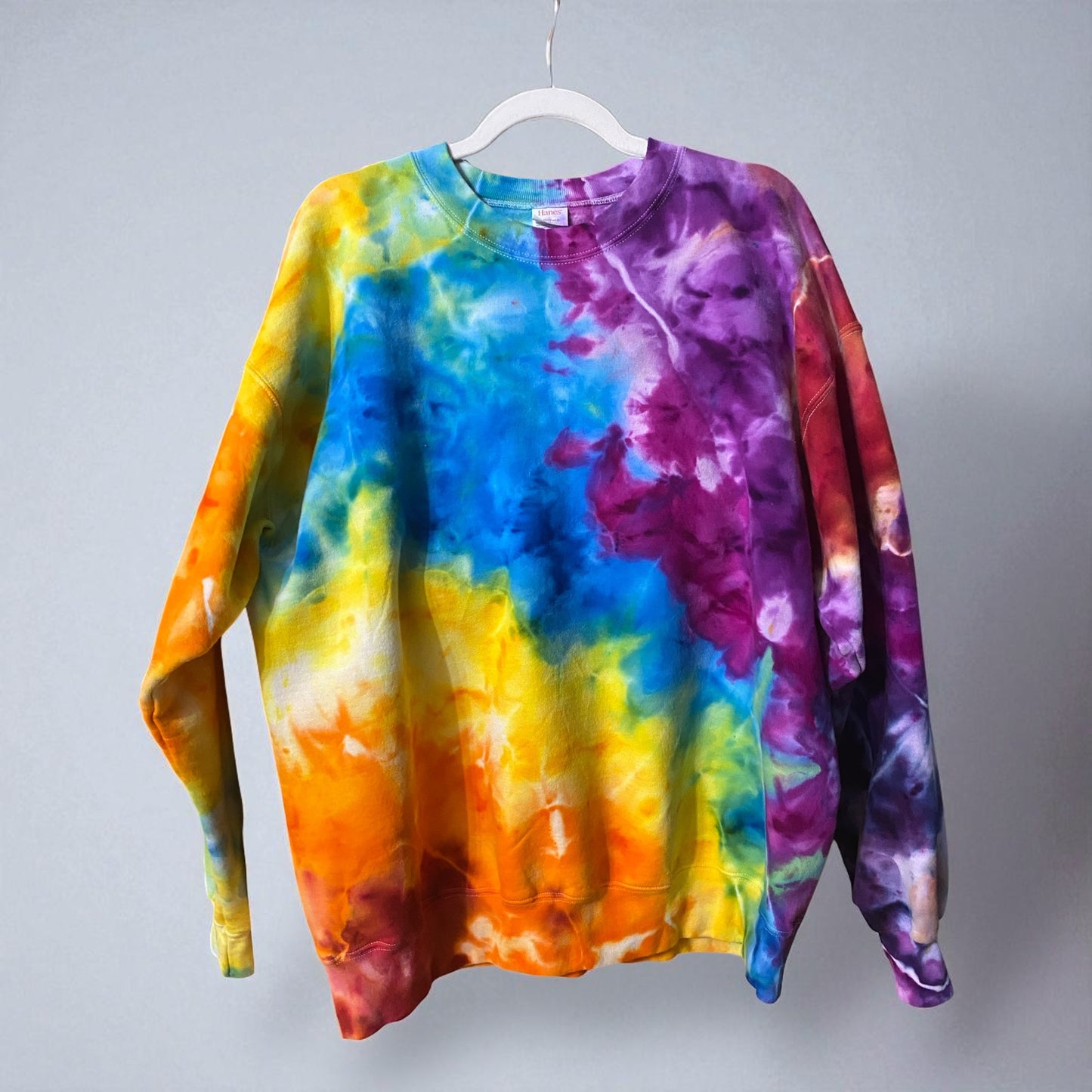 Rainbow Geode Design Hanes Ultimate Cotton Crewneck Unisex Size Large