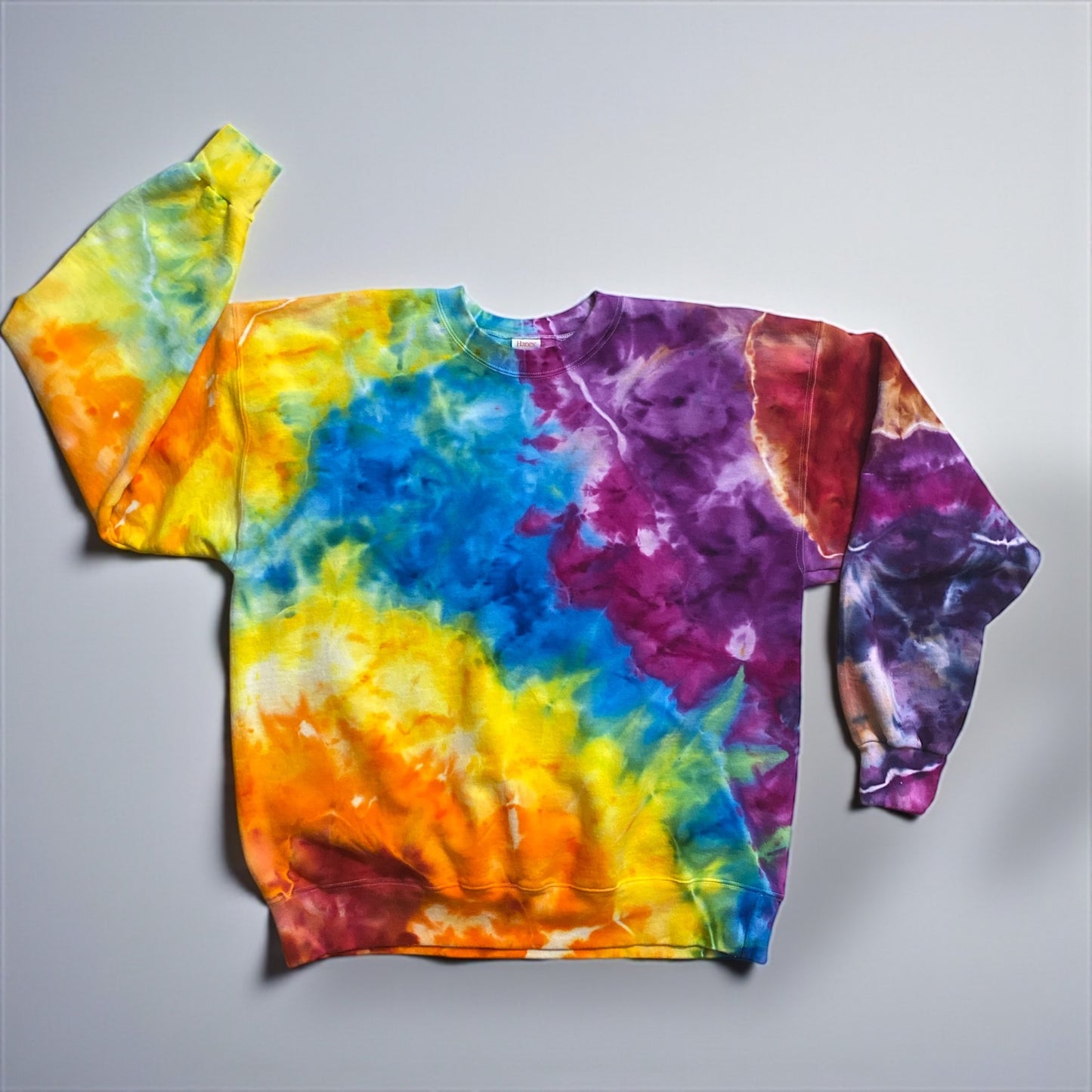 Rainbow Geode Design Hanes Ultimate Cotton Crewneck Unisex Size Large