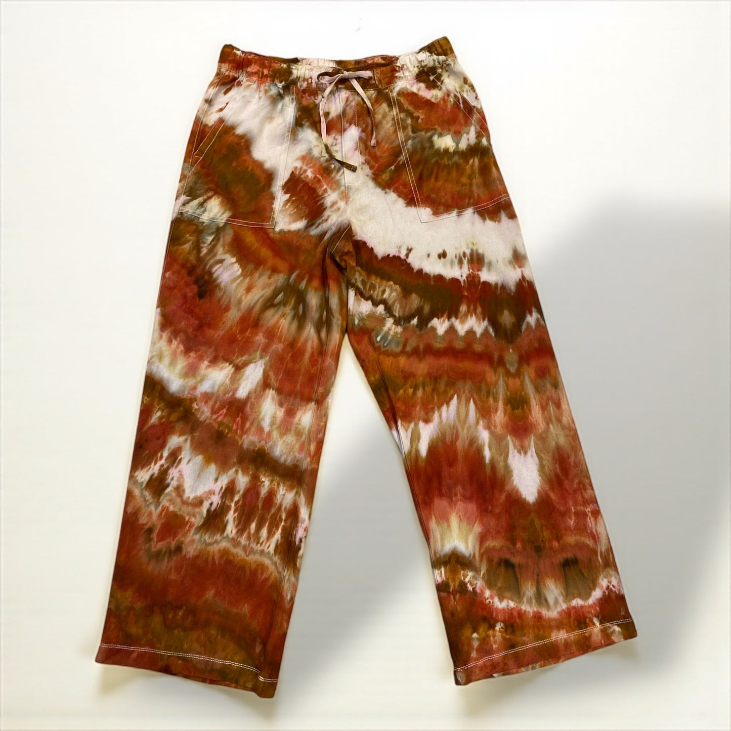 Feather Design Fall Inspired Women's GAP Loose Fit Wide Hem Linen Pant Size Large
