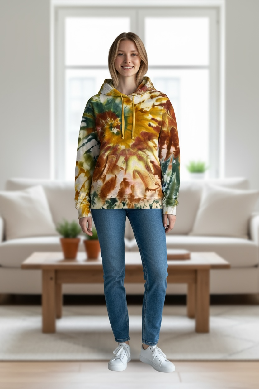 Spiral Design Fall Inspired Unisex Hoodie Size Small