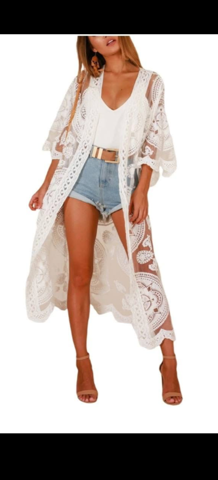 Lace Crochet Kimono Women's Cover Up Cardigan Kaftan
