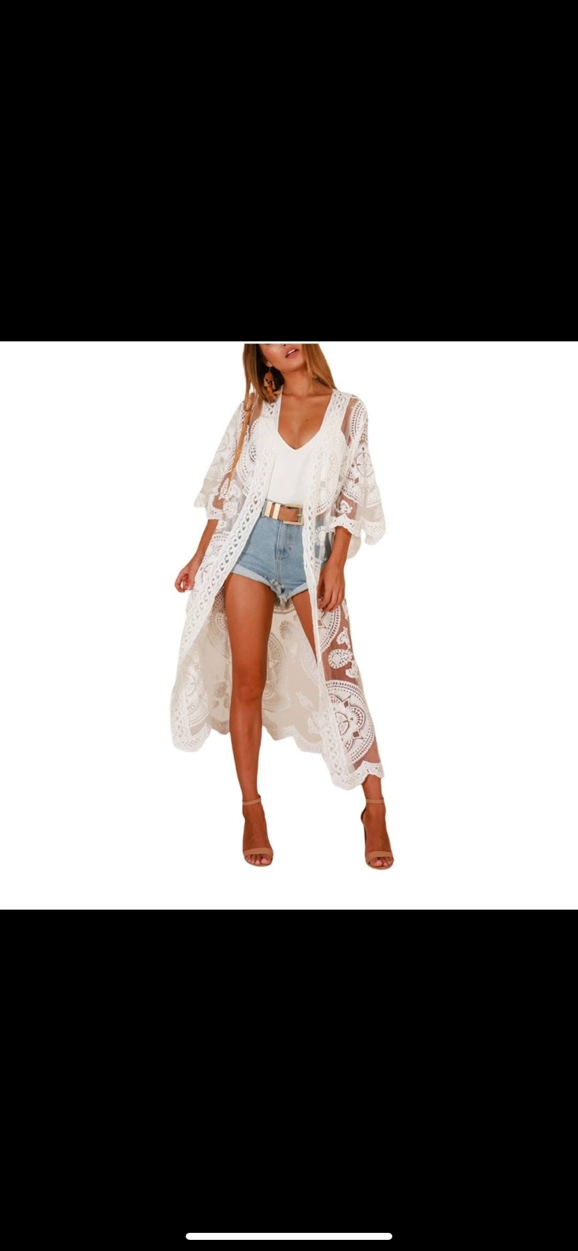 Lace Crochet Kimono Women's Cover Up Cardigan Kaftan