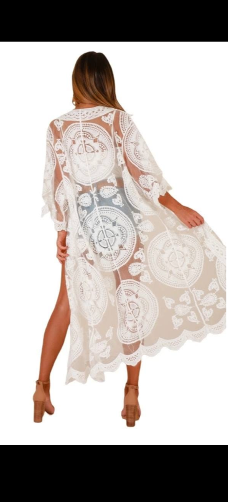 Lace Crochet Kimono Women's Cover Up Cardigan Kaftan
