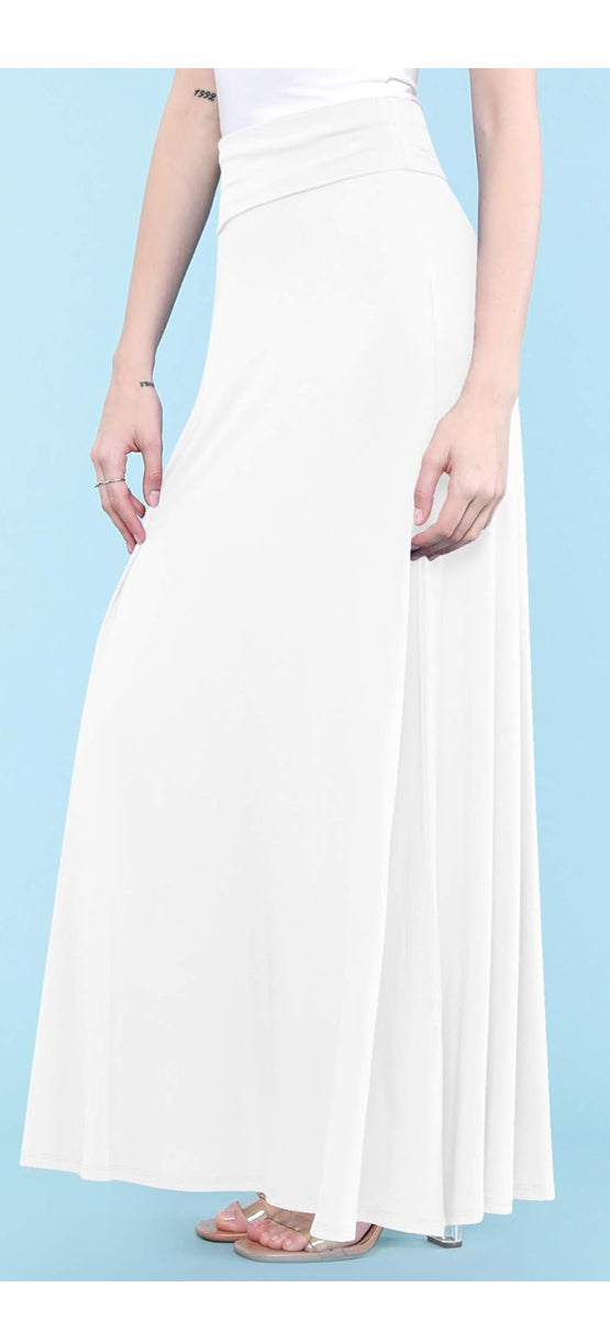 Feather Design Women's High Waisted Flowy Long Maxi Skirt Size XL
