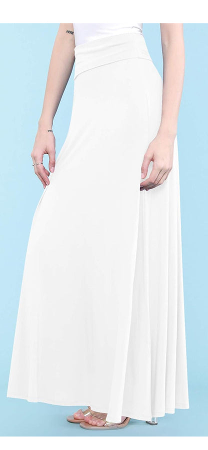 Feather Design Women's High Waisted Flowy Long Maxi Skirt Size XL