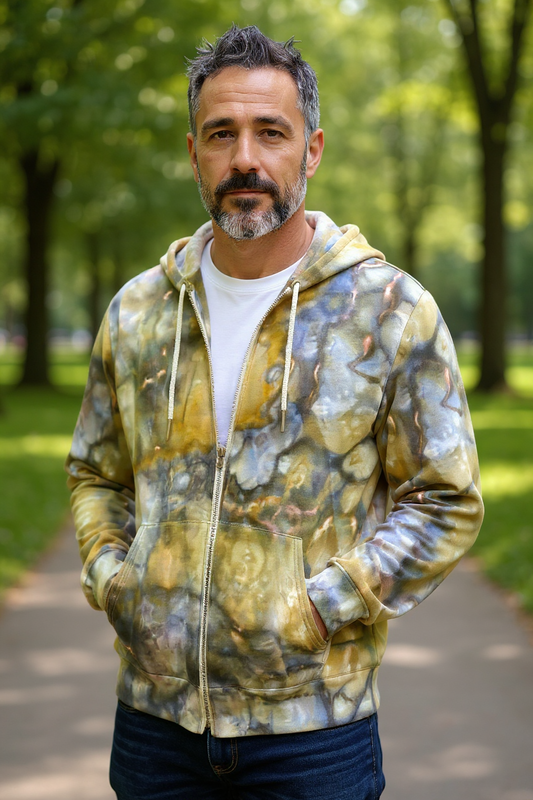 Earthy Geode Design Unisex Size Large Full Zip Hoodie