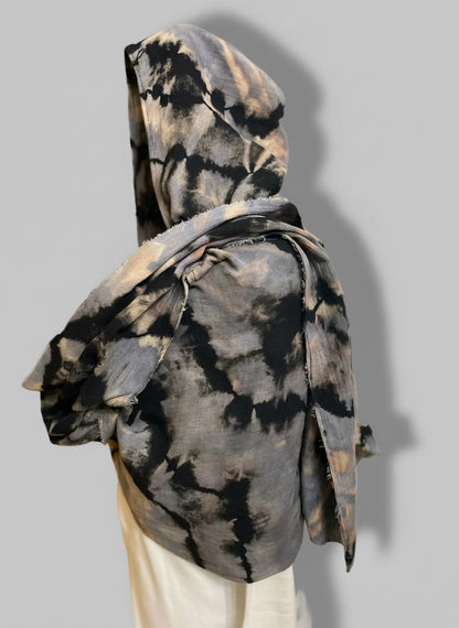 Reverse Geode Design on Shawl Wasteland Punk Style Poncho w/ Hood