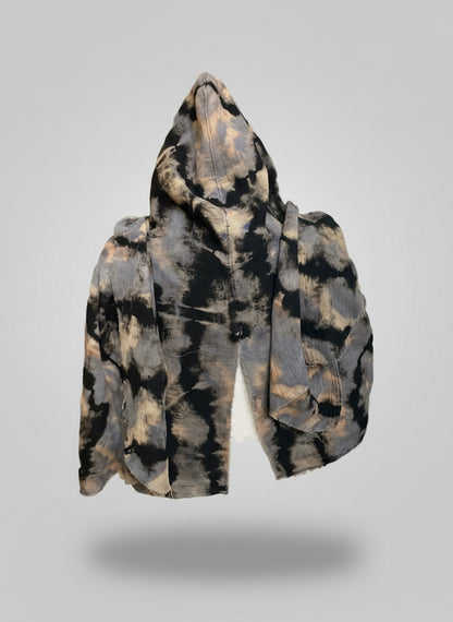 Reverse Geode Design on Shawl Wasteland Punk Style Poncho w/ Hood