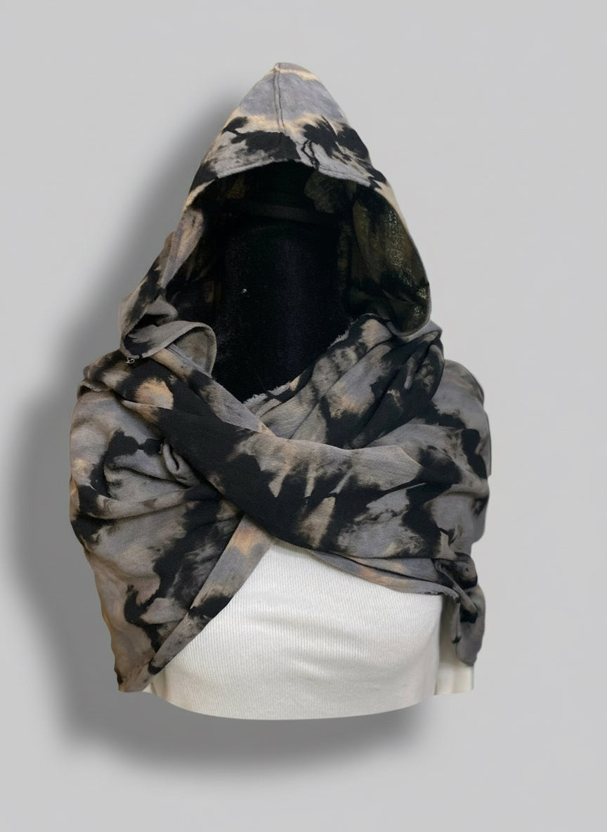 Reverse Geode Design on Shawl Wasteland Punk Style Poncho w/ Hood