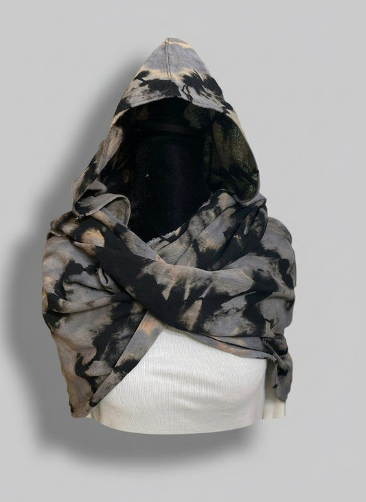 Reverse Geode Design on Shawl Wasteland Punk Style Poncho w/ Hood