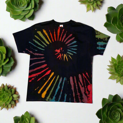 Rainbow Reverse Spiral Design Unisex XL T-Shirt