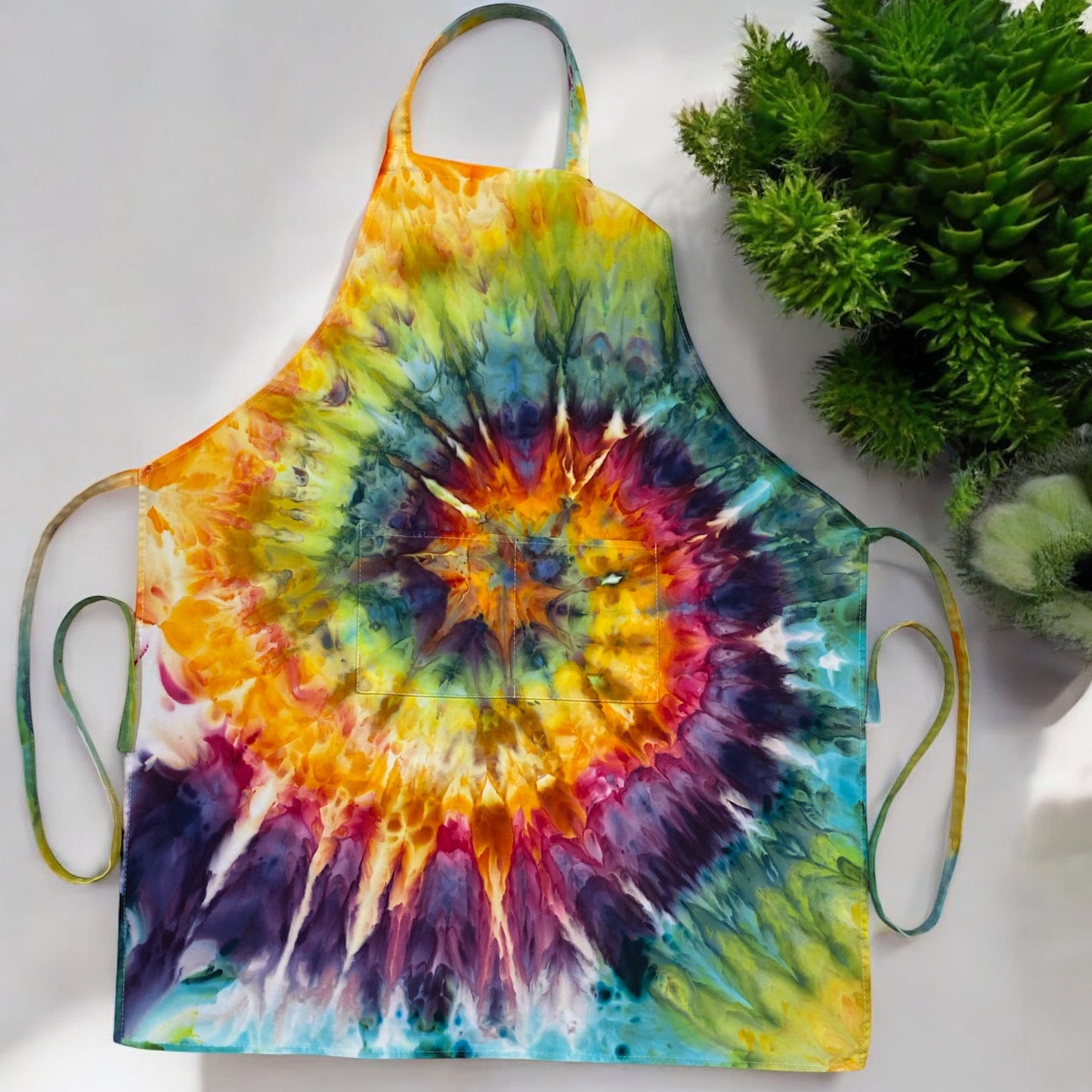 Ice Dyed Spiral Rainbow Apron