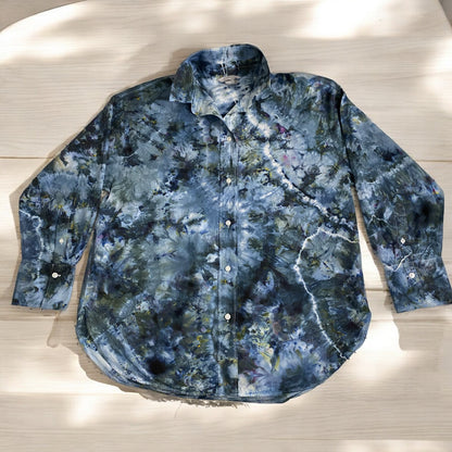 Loose Geode Design Women's Oversized Button Down Collared Shirt Size Small