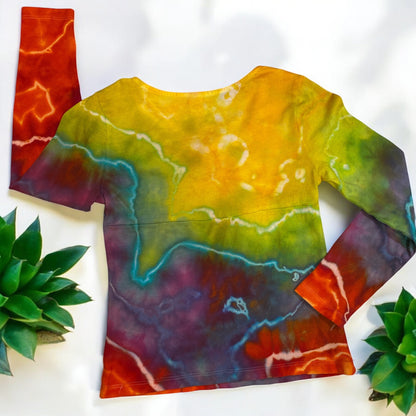 Rainbow Geode Design Long Sleeve Tie-Neck Top for Girls Small (6-7)