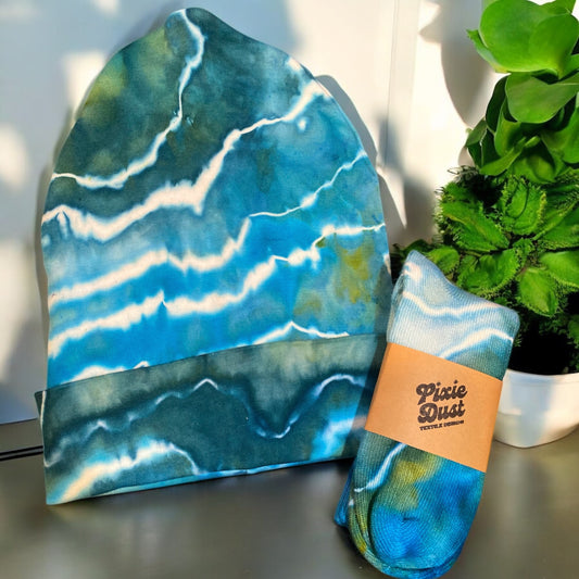 Geode Design Slouch Beanie with Matching Bamboo Socks