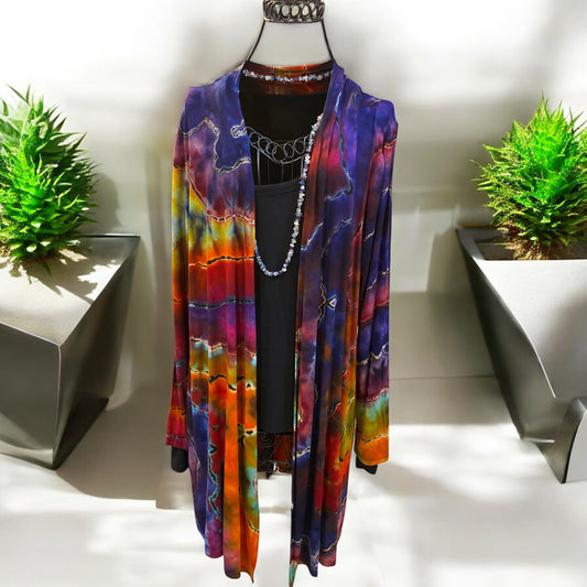 Reverse Geode Rainbow Women's Medium Long Sleeve Cardigan