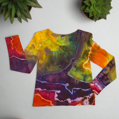 Rainbow Geode Design Girls Long Sleeve Shirt Size 10-12