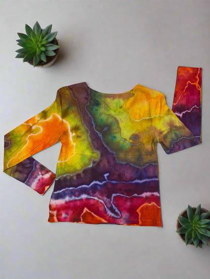 Rainbow Geode Design Girls Long Sleeve Shirt Size 10-12
