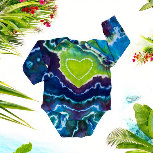 Heart Chakra Geode Design Long Sleeve Onesie 12 months