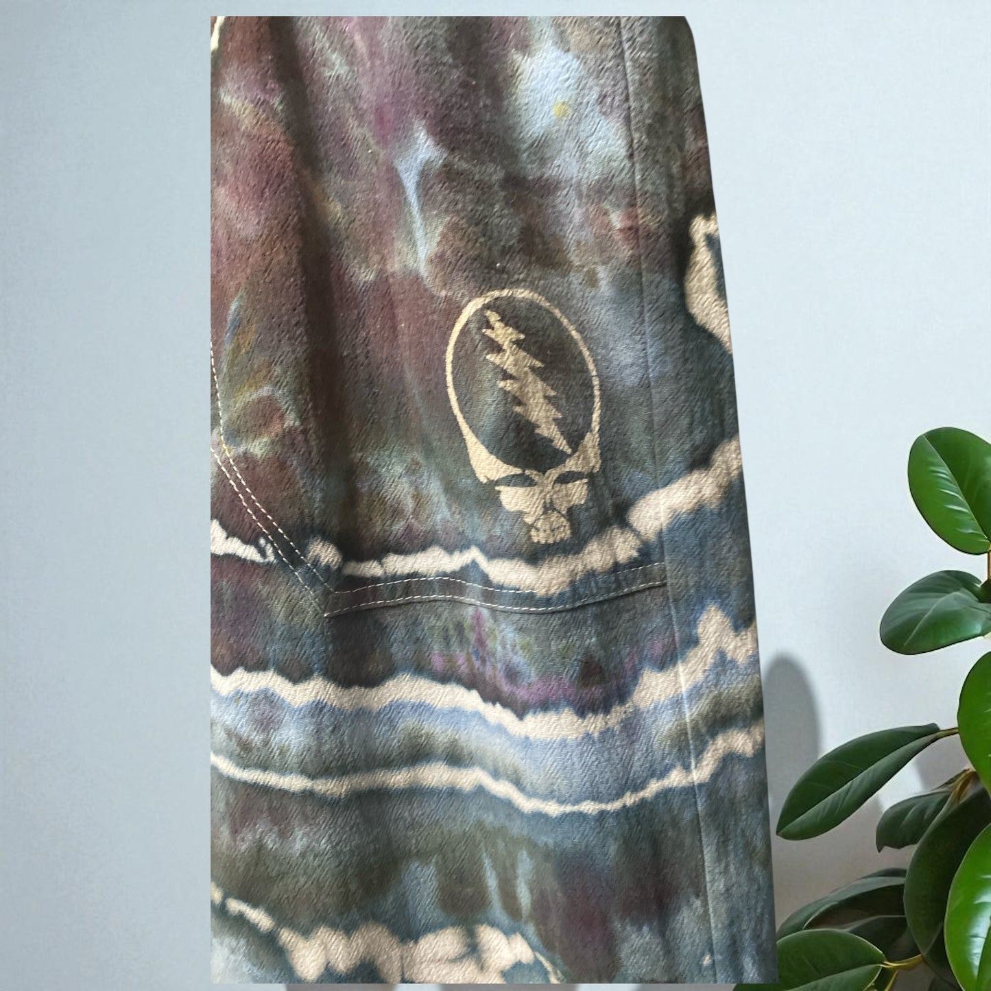 Geode Design Unisex Cotton Linen Pants with "Stealie" Emblem Size 3 XL