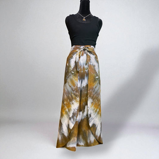 Earthy Feather Design Capris Wrap Around Pants