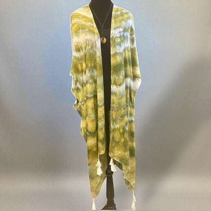 Feather Design Earthy Green Kimono/Beach Cover up