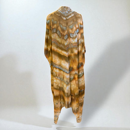 Feather Design Earthy Browns Kimono / Beach Cover up