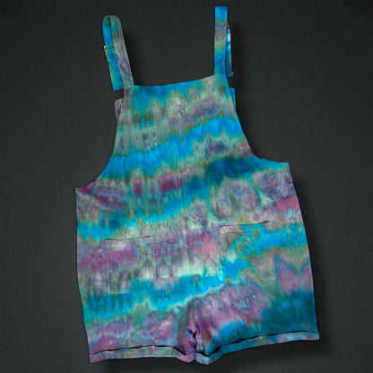 Feather Design Short Bib Overalls/Romper Size Large