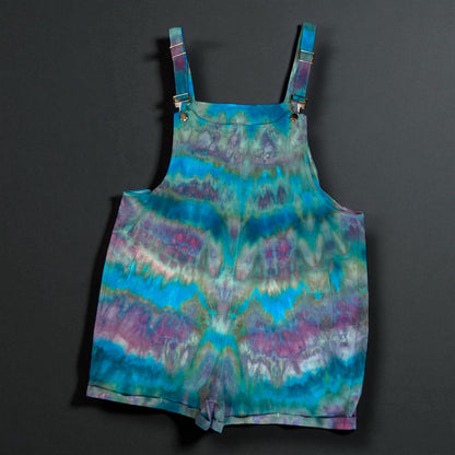 Feather Design Short Bib Overalls/Romper Size Large