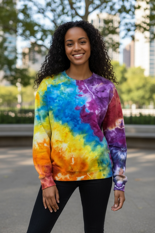 Rainbow Geode Design  Hanes Ultimate Cotton Crewneck Unisex Size Large
