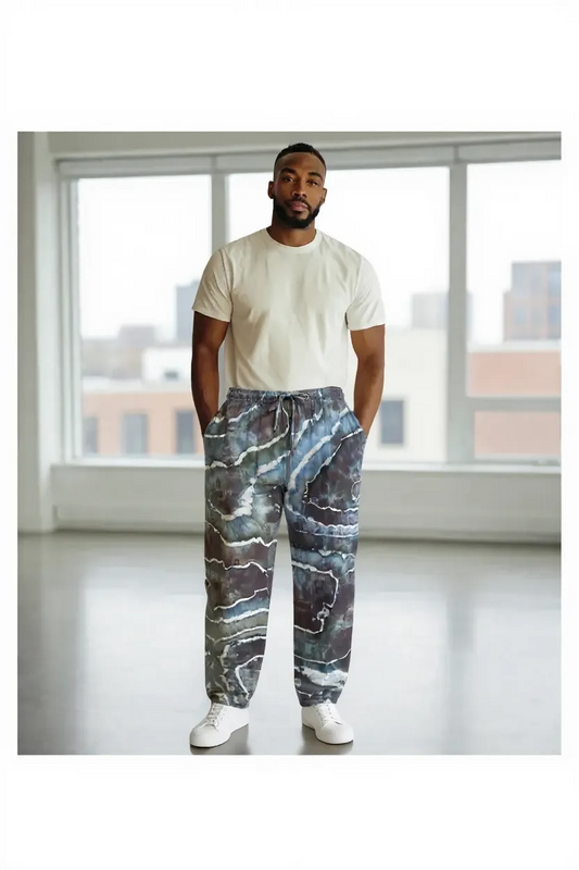 Geode Design Unisex Cotton Linen Pants with "Stealie" Emblem Size 3 XL