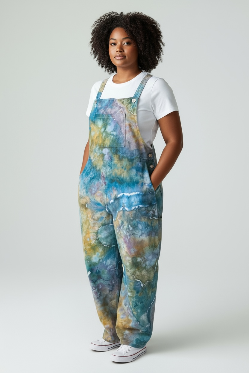 Loose Geode Design Women's Linen Overall Bibs Size XL
